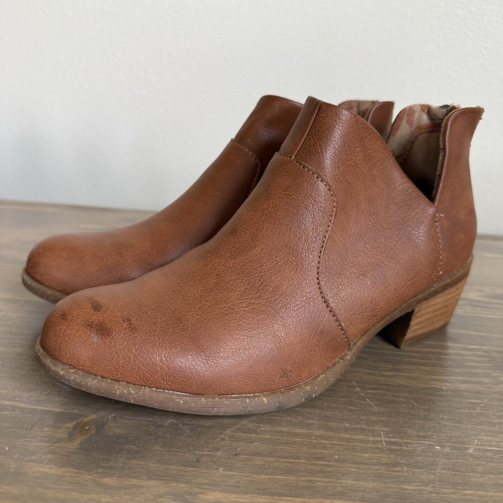 B.o.c Womens 6M Cognac Brown Ankle Heels Booties Zipper